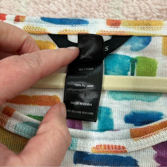 Ali Miles Colorful Geometric Print Tunic Top Size 3X 3/4 Sleeves Art to Wear - Picture 4 of 12